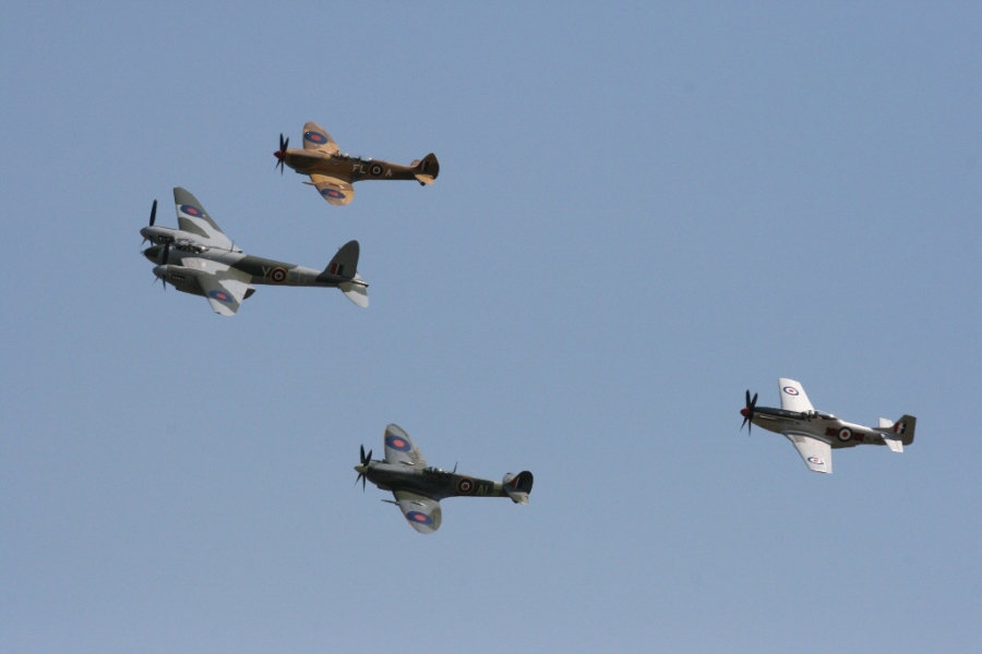 Rolls Royce Merlin Formation Mosquito Mustang Spitfires Wings Over Wairarapa 2013 NZ