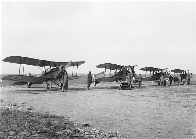 Royal Aircraft Factory S.E.5a scout aircraft of No. 2 Squadron AFC in France March 25th, 1918