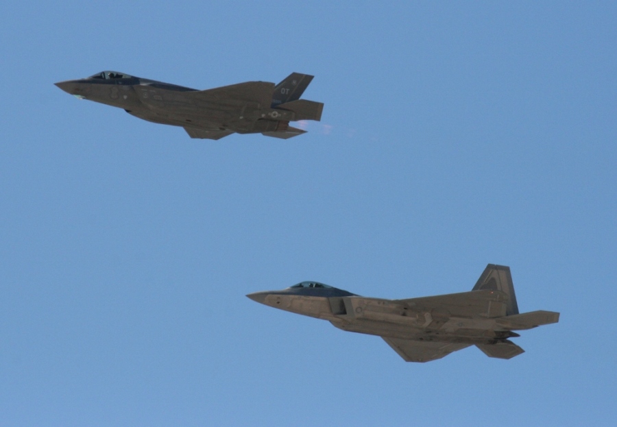 USAF Fifth Generation Fighters: the Lockheed-Martin F-22 Raptor and F-35A Lightning II open Air Nation 2014