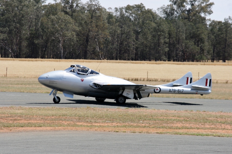 RAAF Vampire trainer variant at Temora Aviation Museum Flying Day in 2009