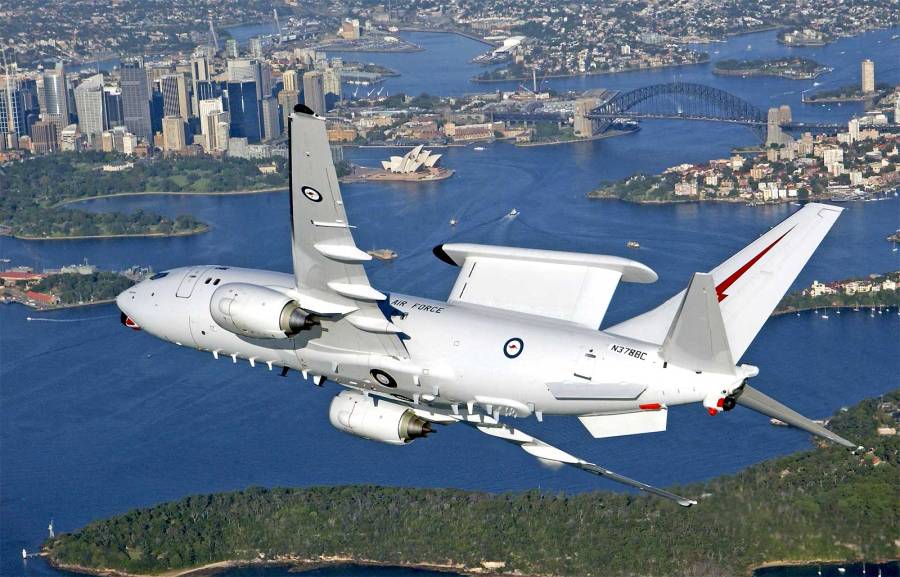 RAAF Boeing E-7A Wedgetail over Sydney Harbour 