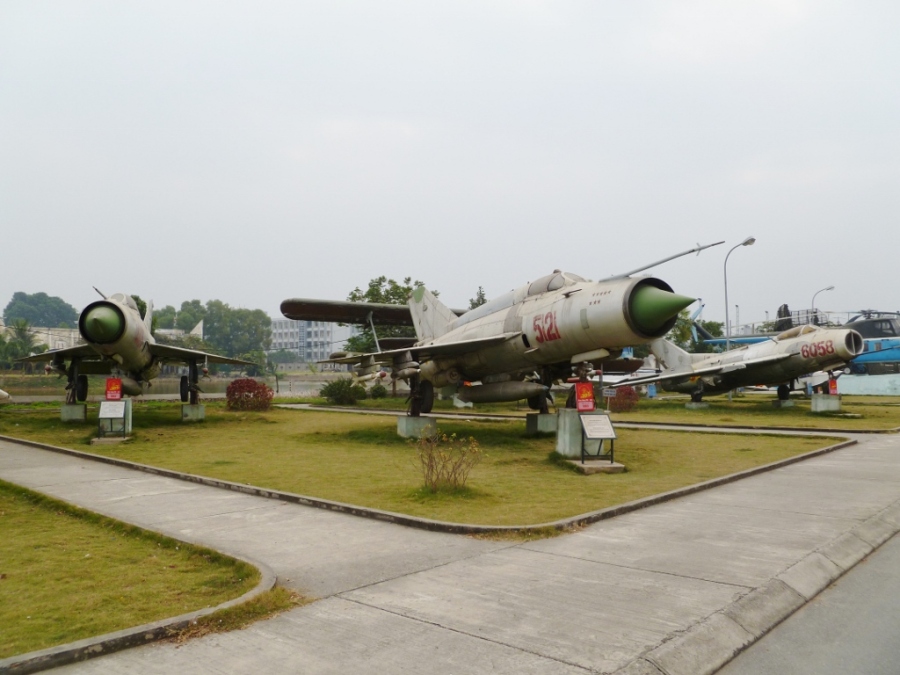 VPAF Museum Hanoi Mikoyan Gurevich MiG-21 Fishbed and Mikoyan Gurevich MiG-19 Farmer fighters