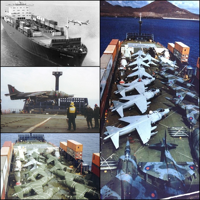 Harriers aboard SS Atlantic Conveyor Falklands War 1982
