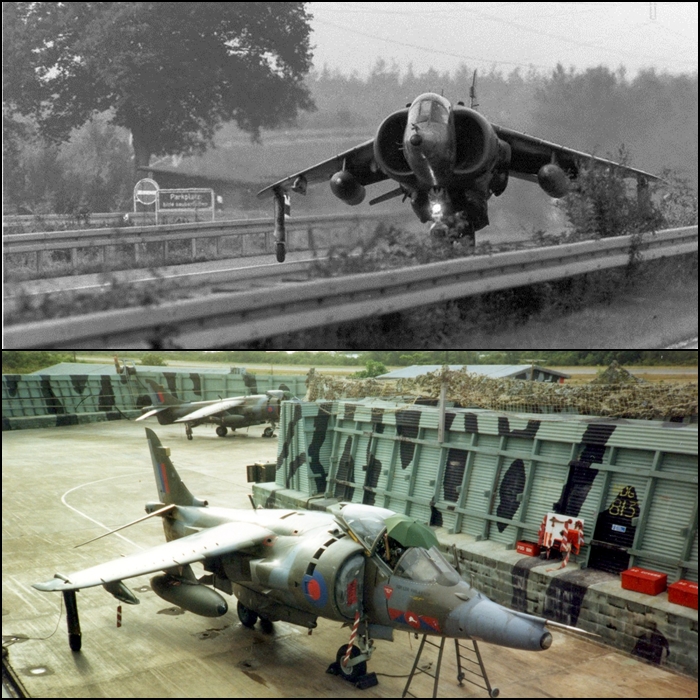 RAF Harrier GR.3 on forward road deployment in West Germany and on deployment in Belize in 1990 (Photo Source: RAF)