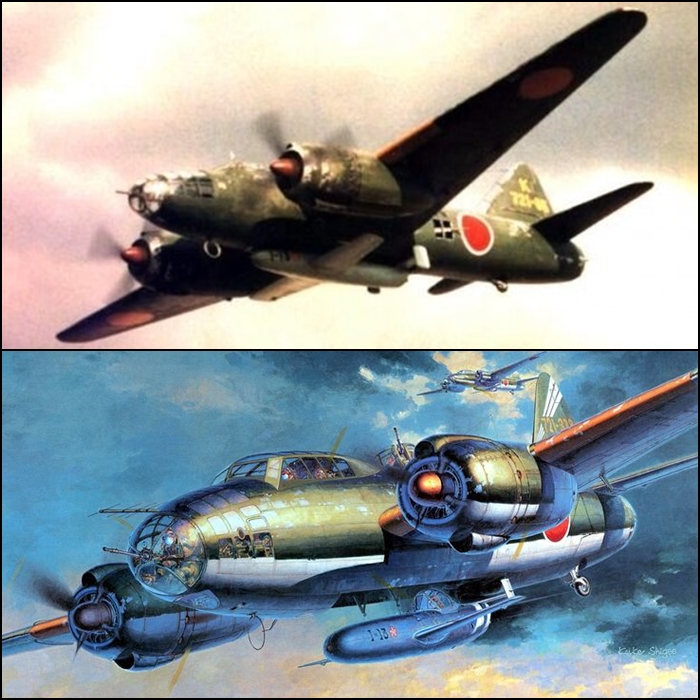 Imperial Japanese Navy Mitsubishi G4M2e Model 24 Tei "Betty" bomber (a modified version of G4M2a Model 24 Otsu and 24 Hei bombers to carry the Okha rocket)