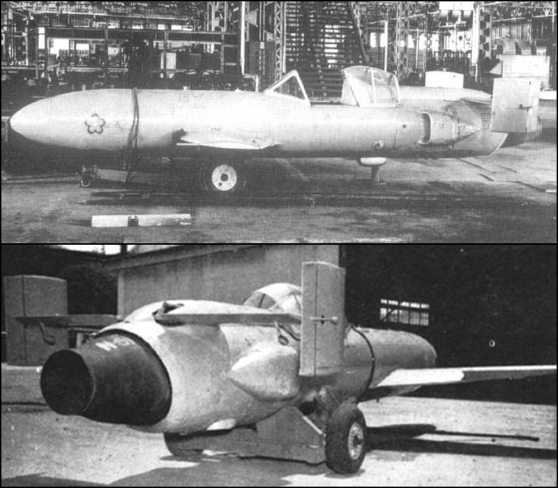 Captured Ohka Model 22 in 1945 Kamikaze