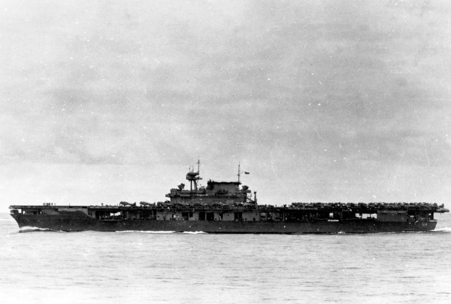 USS Yorktown CV-5 underway at Midway 1942