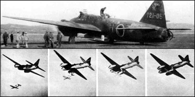 Japanese Navy Mitsubishi G4M2e Model 24 Tei bomber used to launch a Yokosuka MXY-7 Ohka Kamikaze anti-ship aircraft