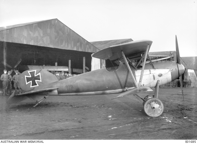 The German Albatros D.Va scout aircraft (Serial No. 5390/17) brought down by members of the Australian Flying Corps, near Armentieres on December 17th, 1917 