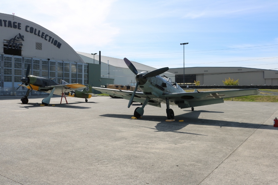 Flying Heritage Collection Fw 190A-5 (1943) and Messerschmitt Bf 109E-3 Emil (1939)