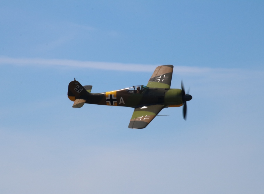 Flying Heritage Collection Fw 190A-5 in flight Luftwaffe Flying Day 2016