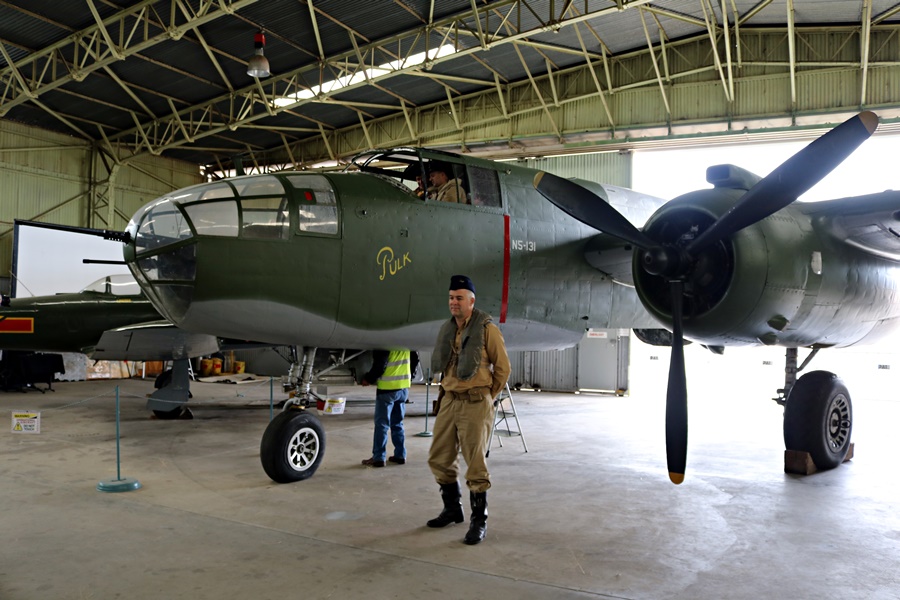 military reenactors from the Wartime Living History Association Inc. Reevers B-25 Pulk