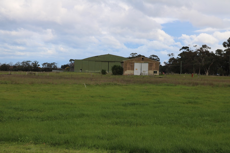 The larger hangar of the old 1940's RAAF Werribee Aerodrome is just past the current location of the Liberator