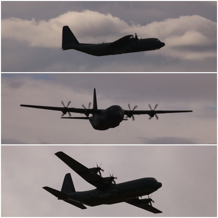 RAAF No. 37 Squadron Lockheed C-130J Hercules departs Temora at the end of Warbirds Downunder 2018