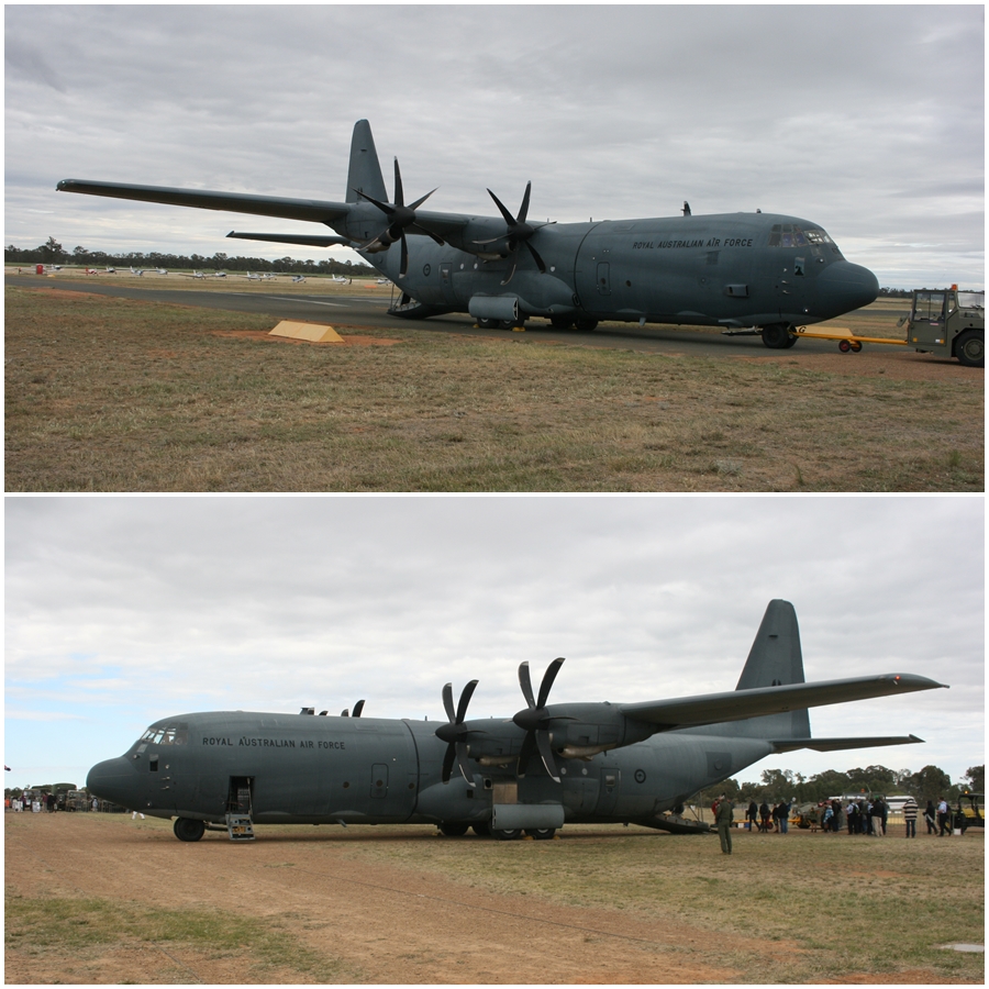 The RAAF No. 37 Squadron Lockheed C-130J Hercules arrived early at Temora on the second day of Warbirds Downunder 2018
