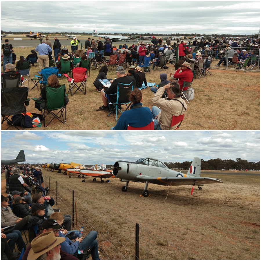 The crowd enjoying the show in the general public section - in addition there were reserved seating grandstands - Warbirds Downunder 2018 (Day Two)