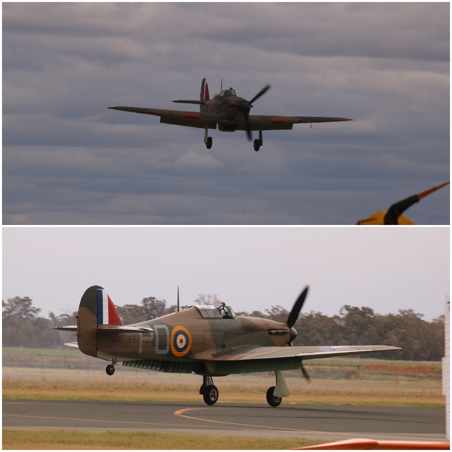 Hawker Hurricane Mk. XII (Serial Number 5481) landing after encountering an issue in flight during Warbirds Downunder 2018