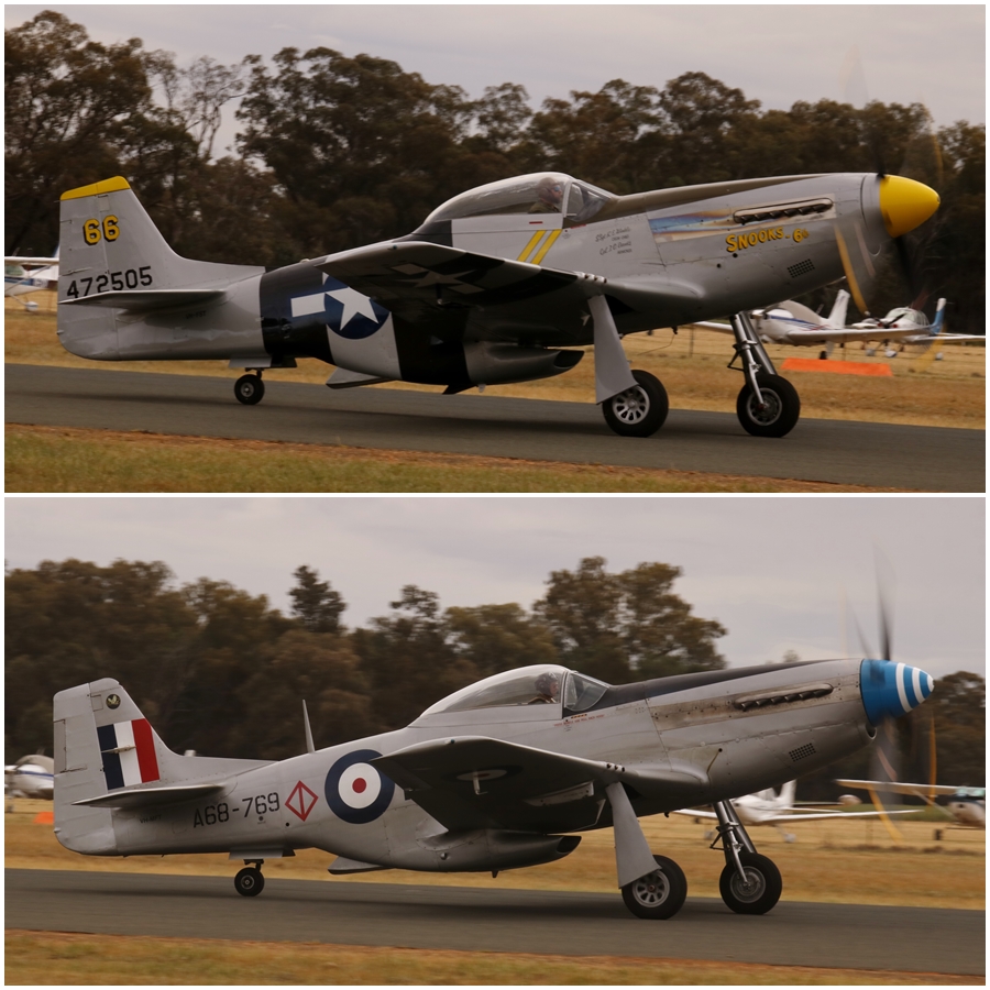 Pay’s Warbird Collection North American P-51D Mustang (S/N 45-11526 VH-FST) & Matt Hall's CAC Mustang painted as A68-769, the personal aircraft of the CO of RAAF No. 82 Squadron in Japan - Warbirds Downunder 2018 (Day Two)