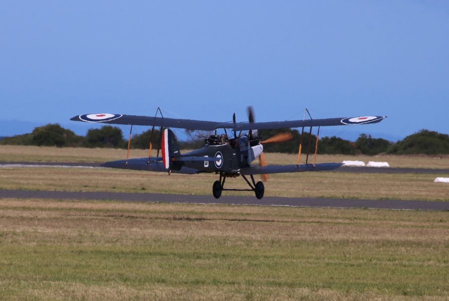 RAAF Museum reproduction Royal Aircraft Factory R.E.8 take-off at RAAF Point Cook, November 18th, 2018