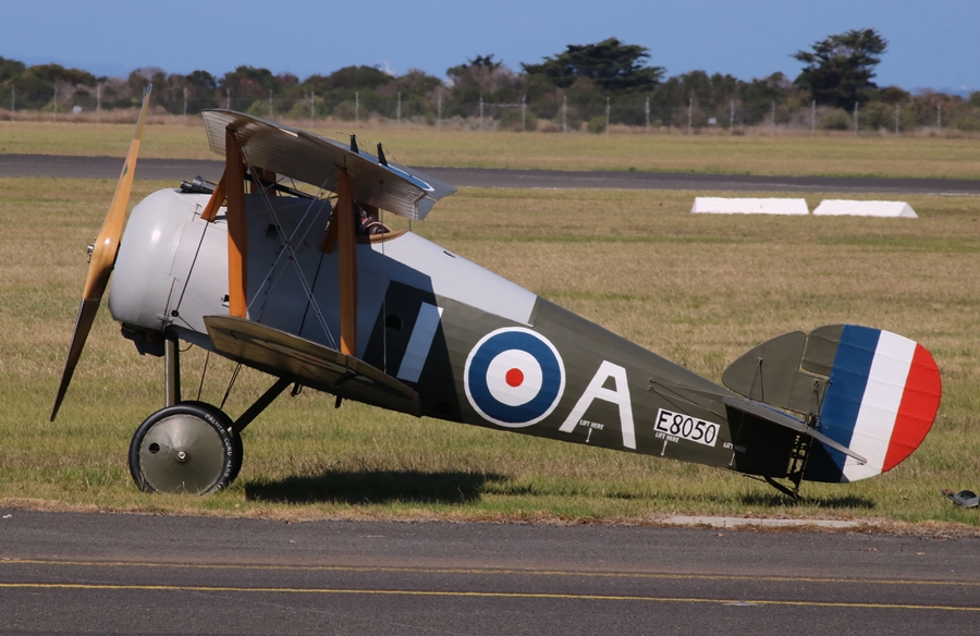 Sopwith Snipe scout fighter replica in the markings of AFC No. 4 Squadron air ace Elwyn Roy "Bo" King DSO DFC who achieved 26 air to air victories on the Western Front, 7 of which were scored in a Snipe (he was the highest scoring Snipe pilot) - RAAF Point Cook, Remembrance Day 2018