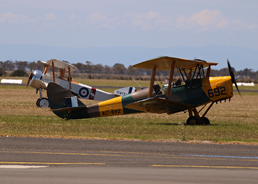 RAAF Museum Sopwith Pup replica and Tiger Moth - RAAF Point Cook, Remembrance Day 2018