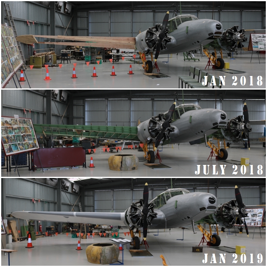 RAAF 1941 Avro Anson Mk.I (Serial Number W2364) restoration progress at the Nhill Aviation Heritage Centre from January 2018 to January 2019